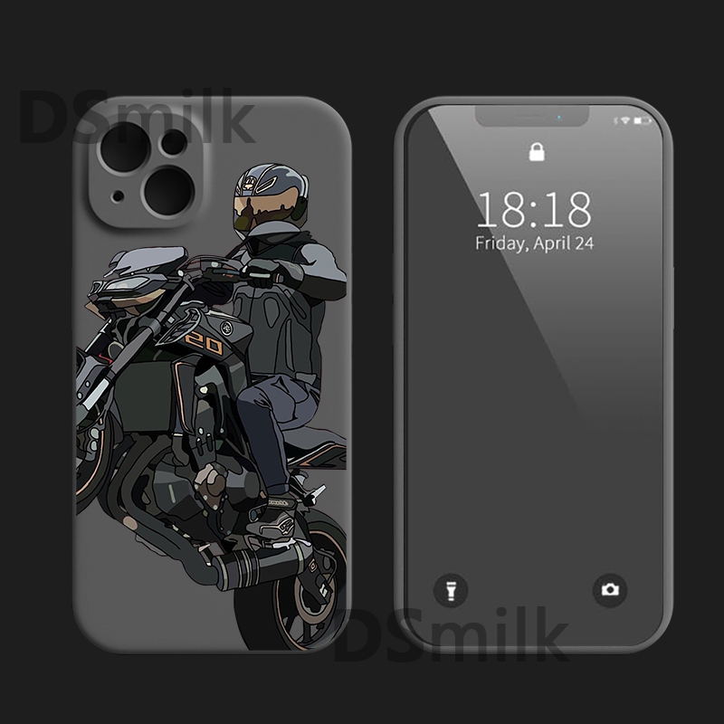 Funda de teléfono para motociclista para iPhone 15 14 13 Pro 12 11 Pro Xs X XR Max 8 7 SE, fundas de silicona fuertes, funda trasera suave