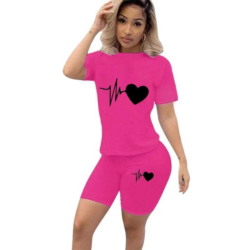 Traje de baño para mujer Nueva tendencia para mujer Conjunto de jogging de moda Ropa deportiva informal Camiseta y pantalones cortos de verano de alta calidad Conjunto de 2 piezas S-3XL 24326