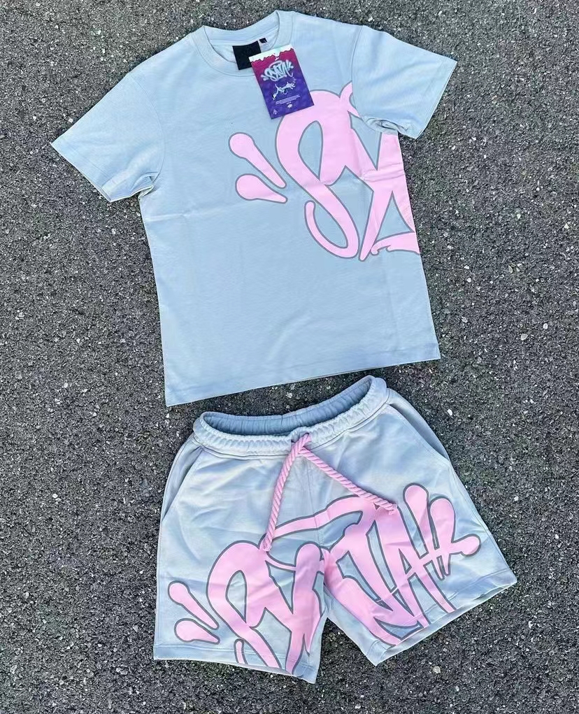 SYNA World Men's Tshirts Set 5a tee tryckt designer t-shirt korta y2k tees Sya World grafisk tshirt och shorts hiphop s-xl