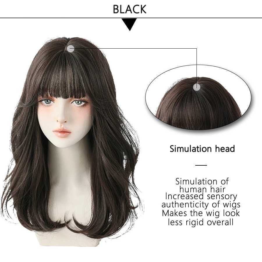 Syntetyczne peruki koronkowe peruki 7jhh luźne długie czarne czarne brązowe perukę dla kobiet mody syntetyczne kręcone włosy z puszystymi grzywkami dla początkujących 240328 240327
