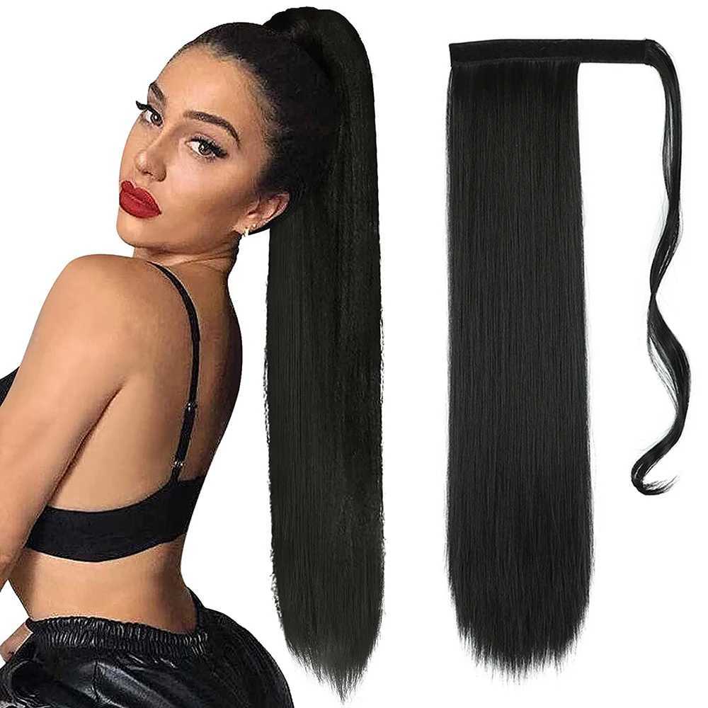 Synthetic Wigs Synthetic Wigs Long Straight/Wavy Ponytail Extended By 22 Inches Wrapped Synthetic Hair Clip In Wig For Women Natural Soft Daily Use 240329