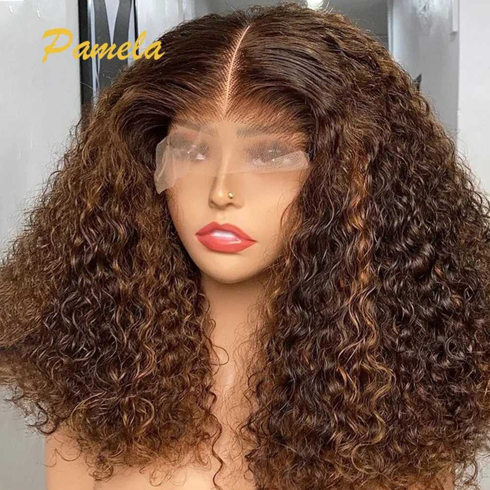 Perucas sintéticas Destaque Loira 13x6 Encaracolado Transparente Lace Front Wigs para Mulheres 250% Densidade Profunda Encaracolado Cabelo Humano Peruca Sem Cola Pronto para Usar 240328 240327