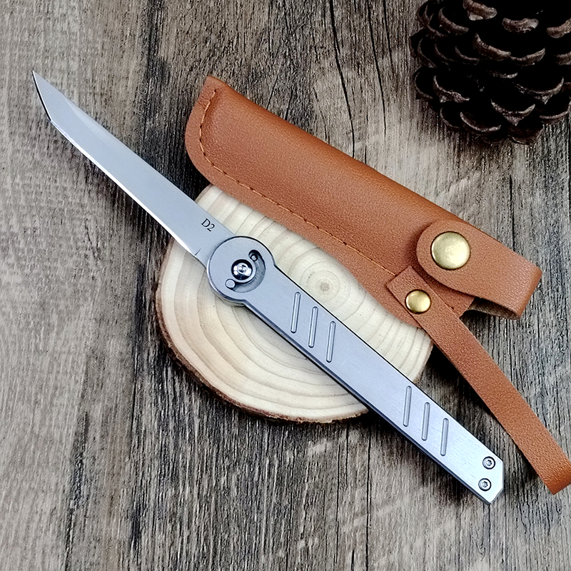 Oferta especial A5028 Cuchillo plegable mecánico 440C Hoja con revestimiento de titanio Mango de acero inoxidable Acampar al aire libre Senderismo Pesca EDC Navajas de bolsillo