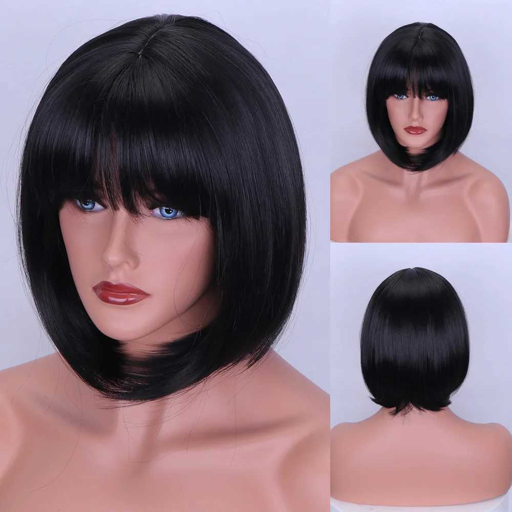 Synthetic Wigs 12 Inch Womens sexy Short straight hair wig bob wig Fashion wig Cosplay Wig Synthetic Wig 240329