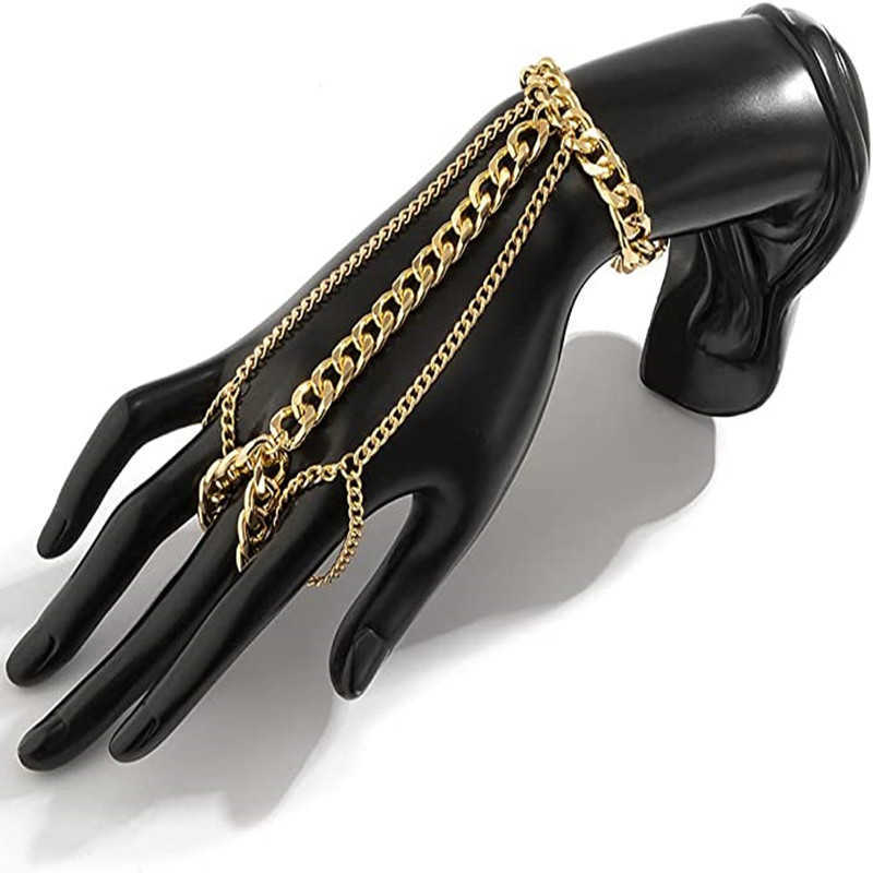 Hot selling punk multi-layer Cuban chain finger chain bracelet Bohemian tassel finger chain Women's fashion bracelet Give girlfriend gift