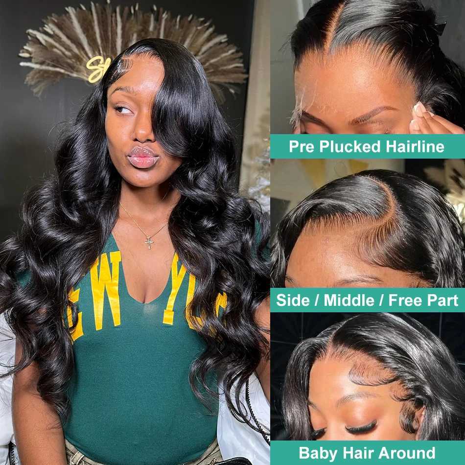 Synthetic Wigs 13x6 Hd Transparent Body Wave Lace Front Wig Brazilian 360 Lace Frontal Wigs 13x4 Pre Plucked Lace Human Hair Wigs Wet And Wavy 240328 240327