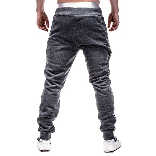 Designer Work Pants Casual Men Jogger Pants Side Zipper Relaxed Joggers Drawstring Sweatpants Men New Fashion Harem Pants Long Gym Sports Pants Men Trousers M-3XL