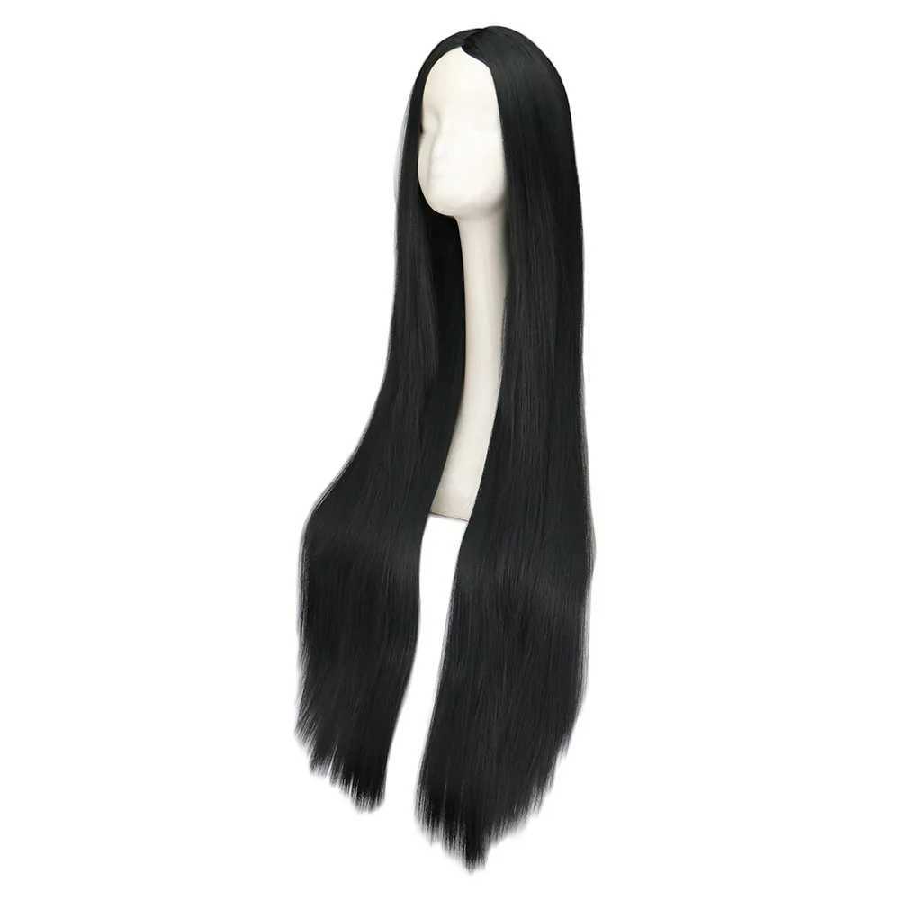 Synthetic Wigs Cosplay Wigs Black Wig 100CM/40 Inches Long Wigs Synthetic Heat Resistant Halloween Carnival Costume Cosplay Straight Hair 240328 240327