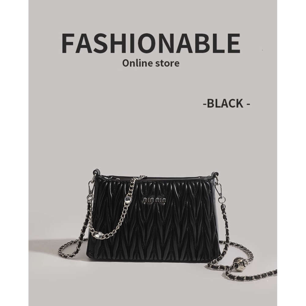 Cheap Wholesale Limited Clearance 50% Discount Handbag Wrinkled Small Square Bag for Summer New Chain with Fashionable and Versatile Texture One Shoulder