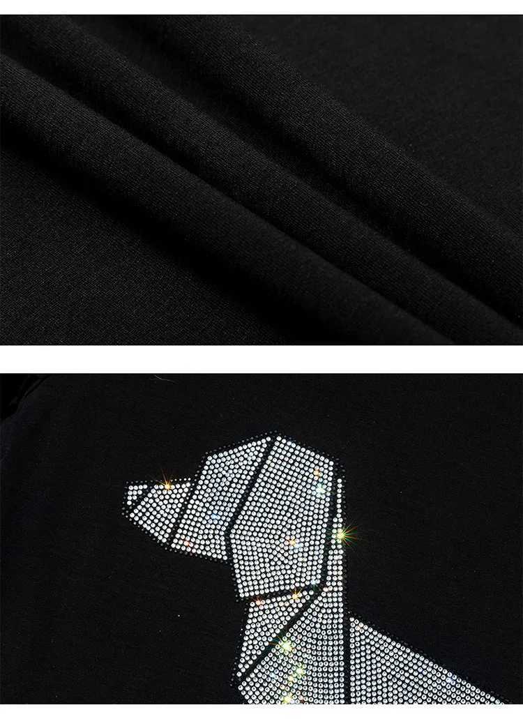 Herr t-shirts 2022 hund strass t skjortor män sommarkläder kort ärm mode streetwear modal bomull o hals smala tshirts plus storlek 7xl j240319