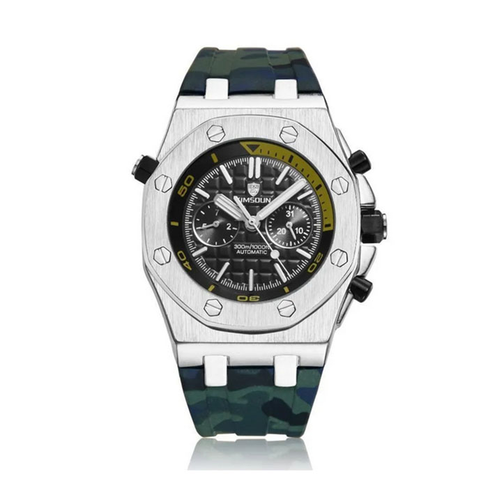 Relojes deportivos Kimsdun para hombre, relojes mecánicos automáticos de goma auténtica de lujo de marca superior, relojes clásicos para hombre, reloj de alta calidad