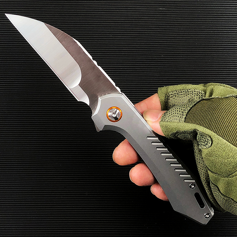 Oferta specjalna A5022 Flipper Knife CPM-D2 Satynowa satynowa ostrz CNC Stal Stal Stal Ball łożyska na zewnątrz kempingowe wędkarstwo EDC kieszonkowe noży kieszonkowe