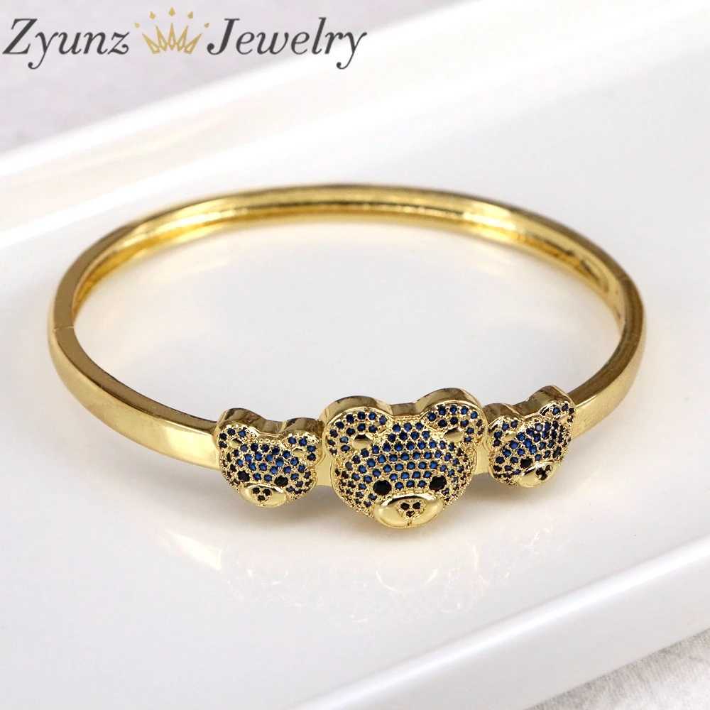 Bangle gold plated straight forever zirconia bracelet with bear gift bracelet for women 240319