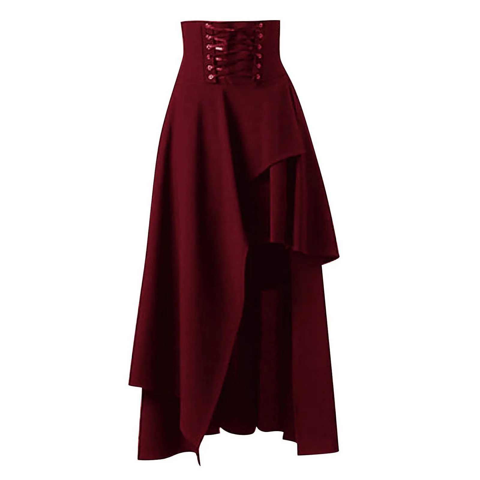 Юбки Винтажные женские стимпанк готические юбки на шнуровке средневековая юбка черная фея викторианская асимметричная юбка костюм для выступлений ClotheL2403