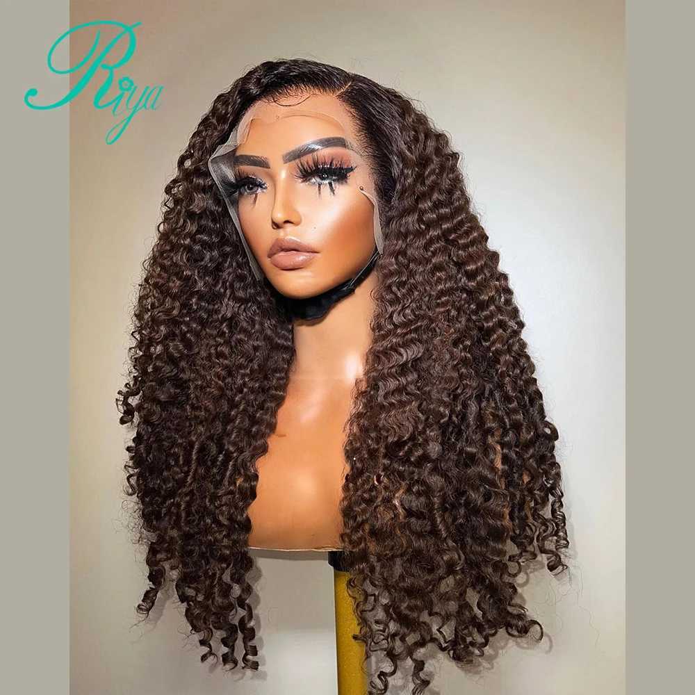 Syntetyczne peruki imbir 13x6 koronkowe przednie ludzkie włosy peruki dla kobiet wstępnie wyrzucone 250% brazylijskie Jerry Curly 4x4 Lace Closure Pargure Human Hair Remy 240328 240327