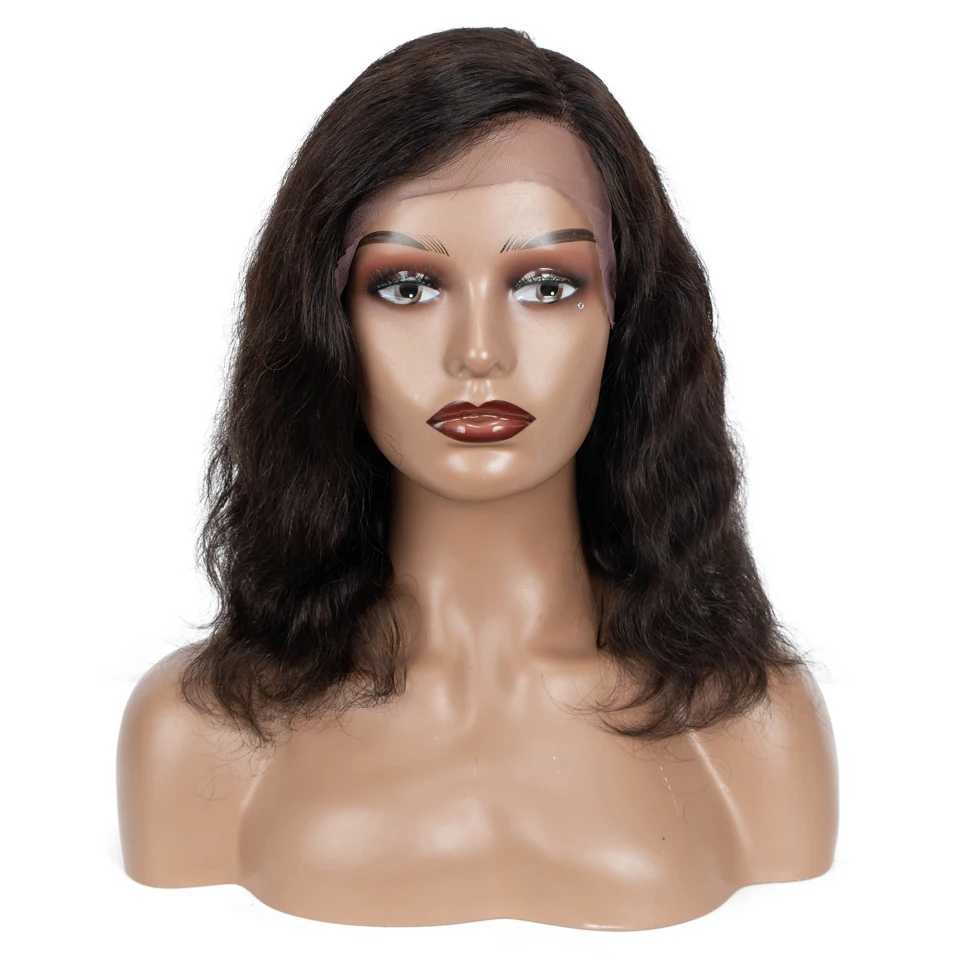 合成ウィッグスリークショートヒューマンヘアウィッグ女性用自然体波レミーブラジルの髪のウィッグ13x6x1右側のレースフロントウィッグ240328 240327