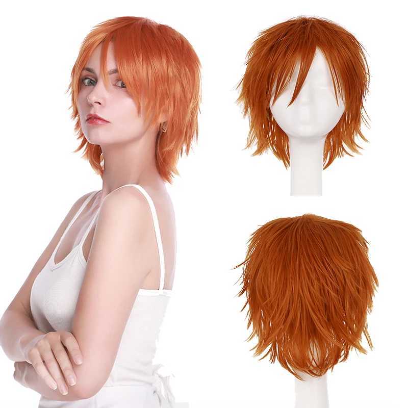 Perucas sintéticas benihair peruca sintética cosplay peruca branco vermelho verde azul rosa amarelo cabelo curto camada peruca de cabelo falso homens mulheres peruca de festa 240329