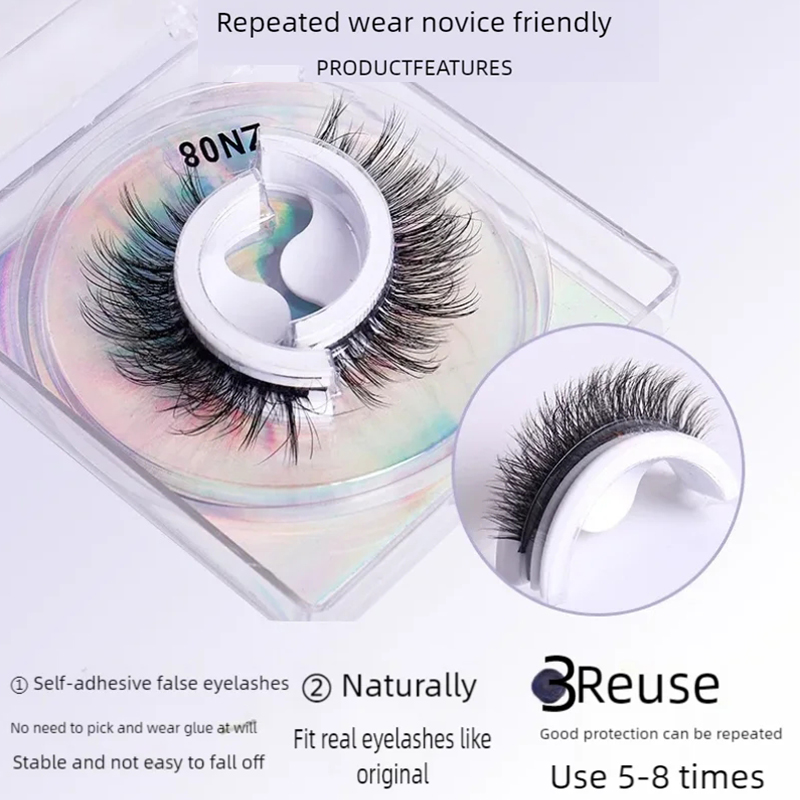 European and American explosive high quality style 3D Mink eyelashes no glue False eyelashes soft black stem thick curl makeup extended eyelash wholesale