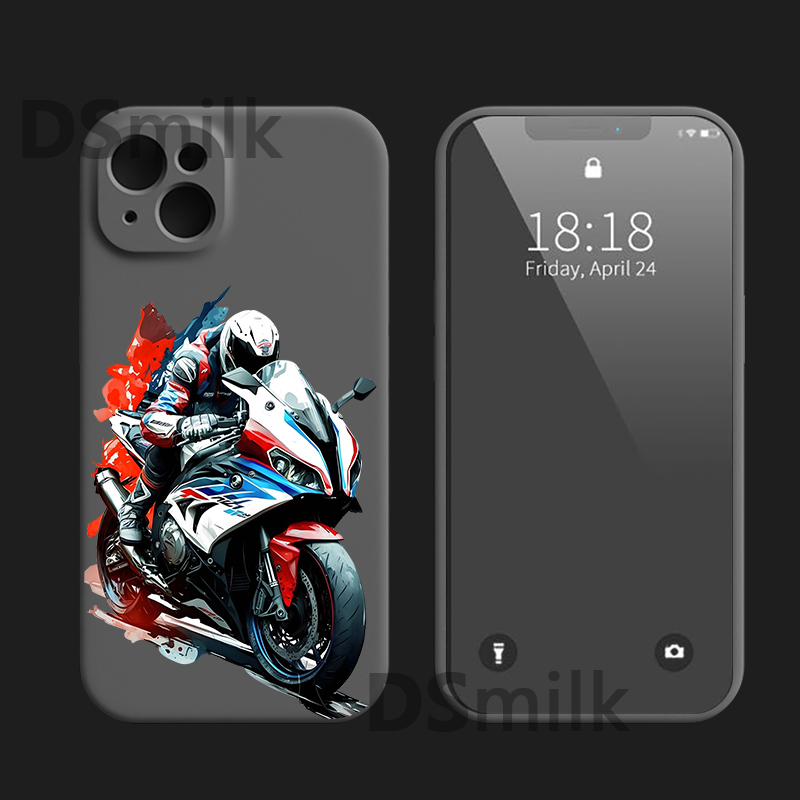 Motorcykeltelefonfodral för iPhone 15 14 13 Pro 12 11 Pro XS X XR Max 8 7 SE Strong Silicone Cases Soft Back Cover
