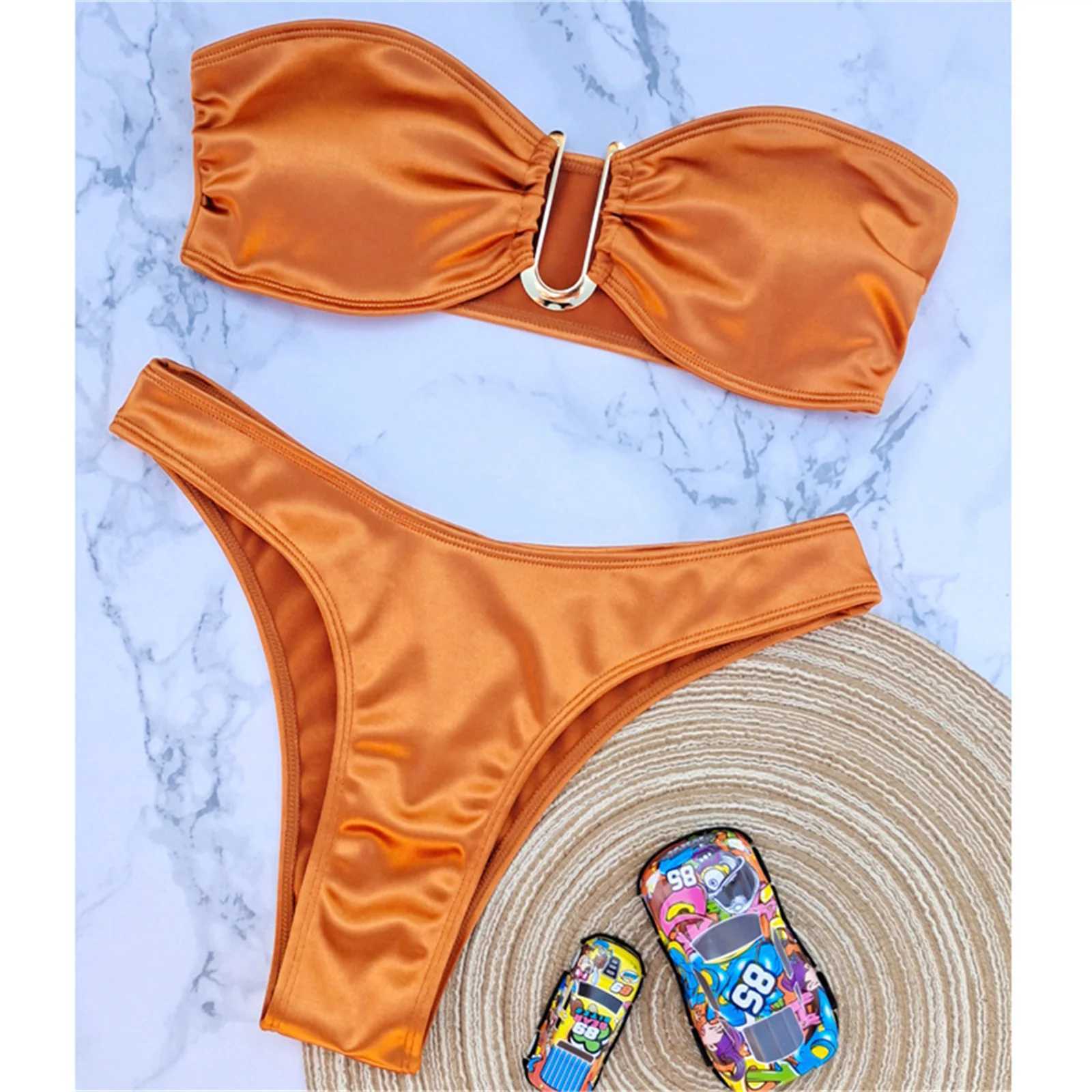 Swimwear femminile spingendo senza spinge il costume da bagno senza nuoto set di bikini sexy 2024 Summer Fashion Mini Bikini WOMENS WOMENS BASSA E -mail J240319