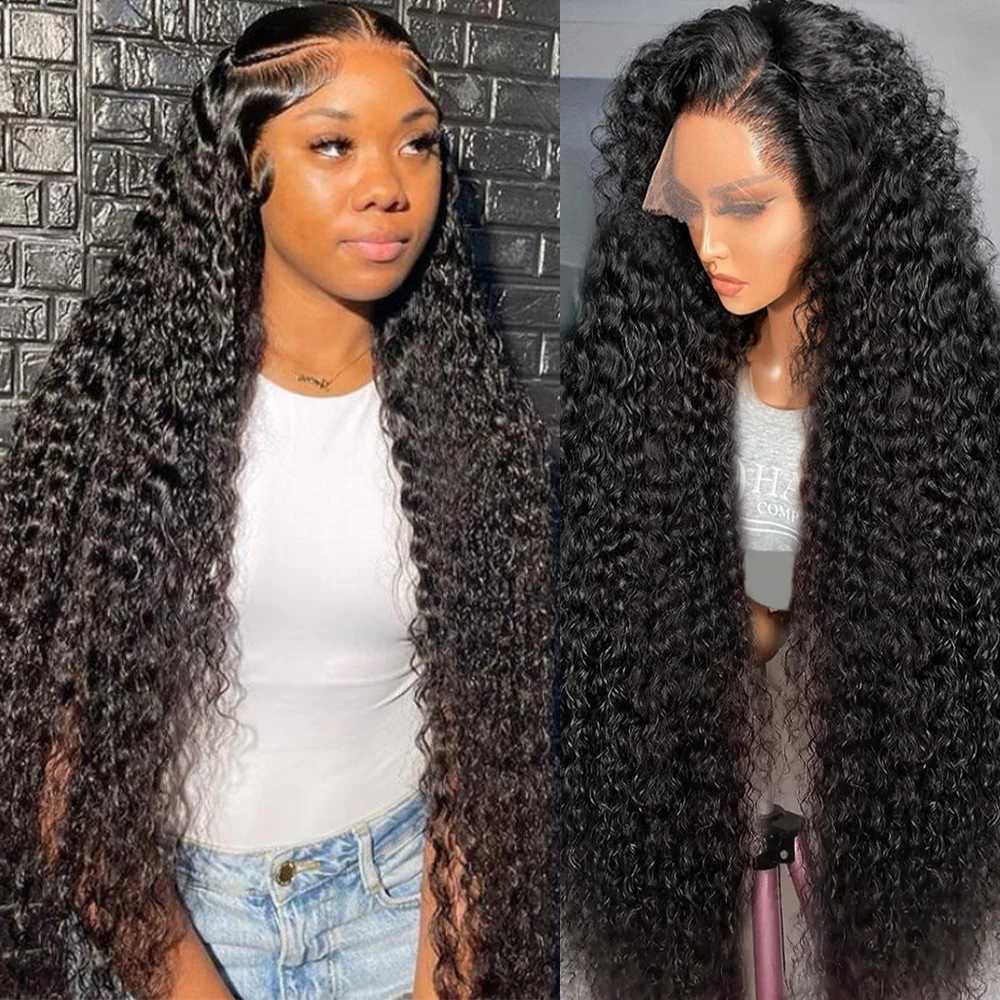 Synthetic Wigs 13x4 13x6 Deep Wave Hd Lace Frontal Curly Human Hair Wigs for Women Glueless Pre Plucked 30 40 Inch Water Wave Lace Front Wig 240329