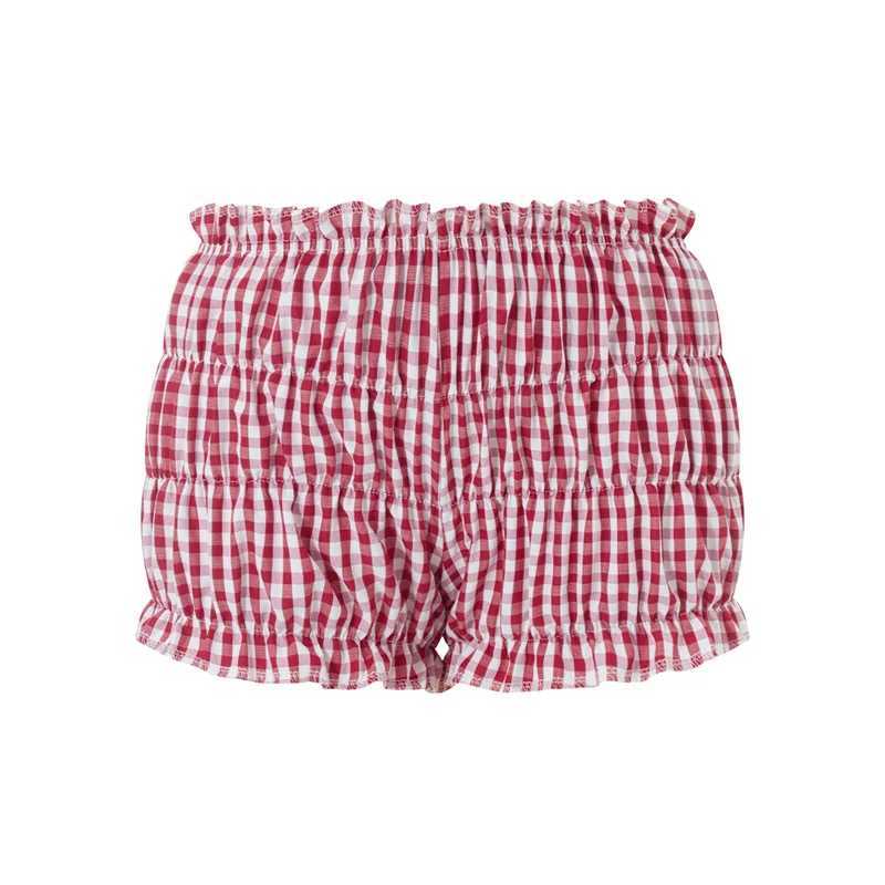 レディースショートパンツXingqing Red and White Plaid Shorts Y2K Clothes Women Elastic Waist Ruffles Cake Shorts Bottoming Sweet Girl Lolita Pettipantsl2403