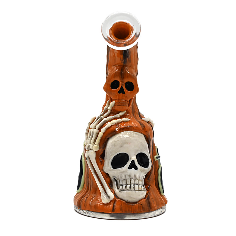 7 pollici, decorazioni festive che si illuminano al buio, oggetto da fumo in vetro con teschio fantasma in argilla polimerica, vetro tabacco, bong in vetro borosilicato, accessori fumatori, narghilè in vetro