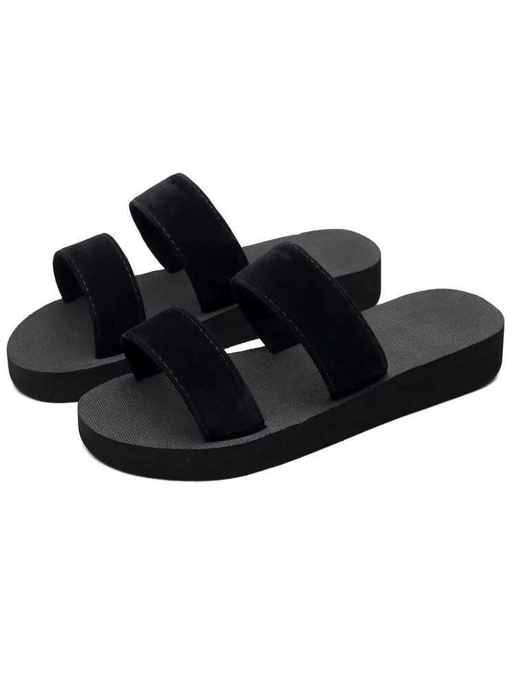 Chinelos mulheres ao ar livre peso leve sapatos legais senhoras impressão plana flip-flop preto antiderrapante básico casa interior sandálias femalenxoq14yb h240322