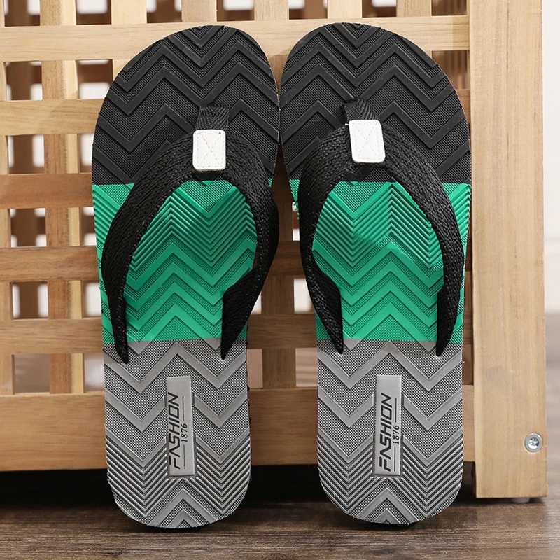 Hausschuhe Sommer Männer Strand Flip-Flops Schuhe 2024 Outdoor Männliche Mode Flache, Nicht-slip Innen Rutschen SandaliasD06E H240325