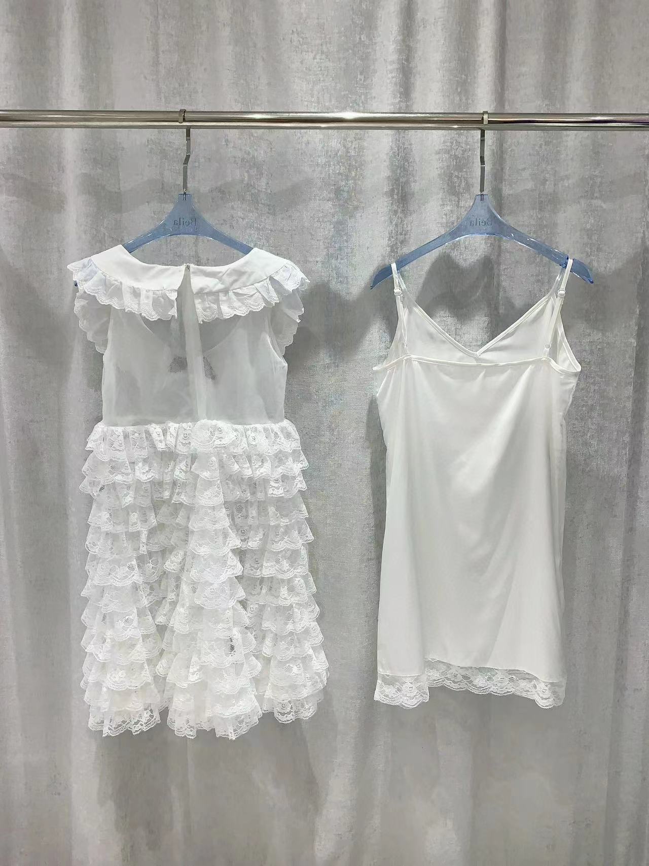 2024 Spring White O Neck Bow Sleeveless Mesh Women Dress Designer High End Cascading Flowers Mini Womens Runway Dress with Straps 32010