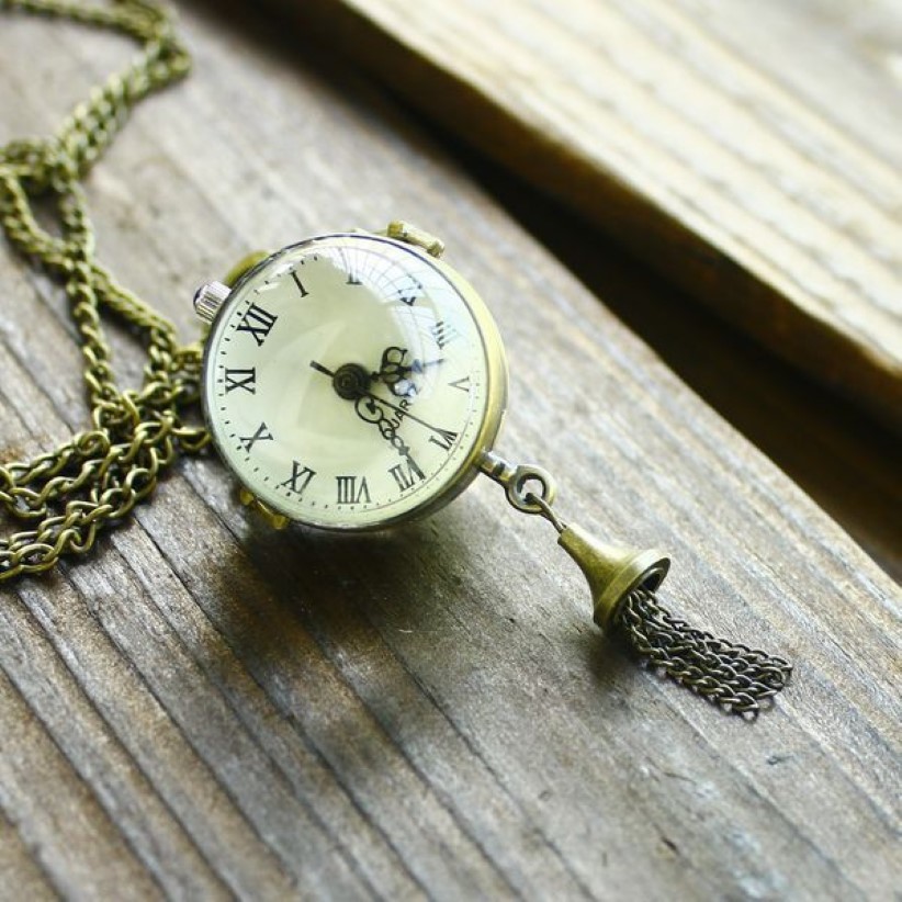 whole Marketing Retro Vintage Bronze Quartz Ball Glass Pocket Watch Necklace Chain Steampunk Jun 1181E