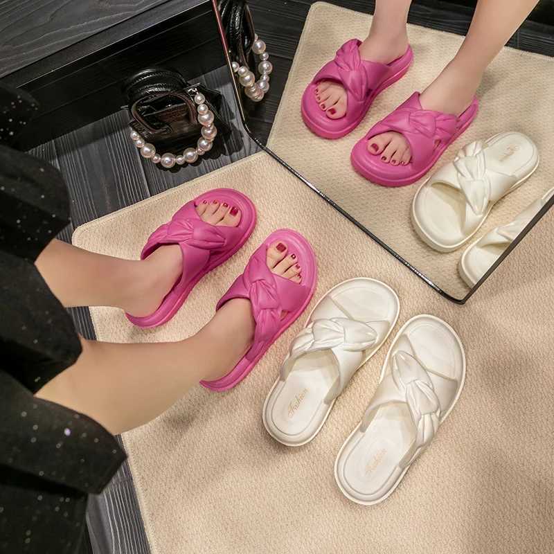 Slippers Summer Fashion Crossover Design Non-Slip Platform Slides Comfort Seabeach Sandals Women Shoes Ladies Home Flip Flops H240509