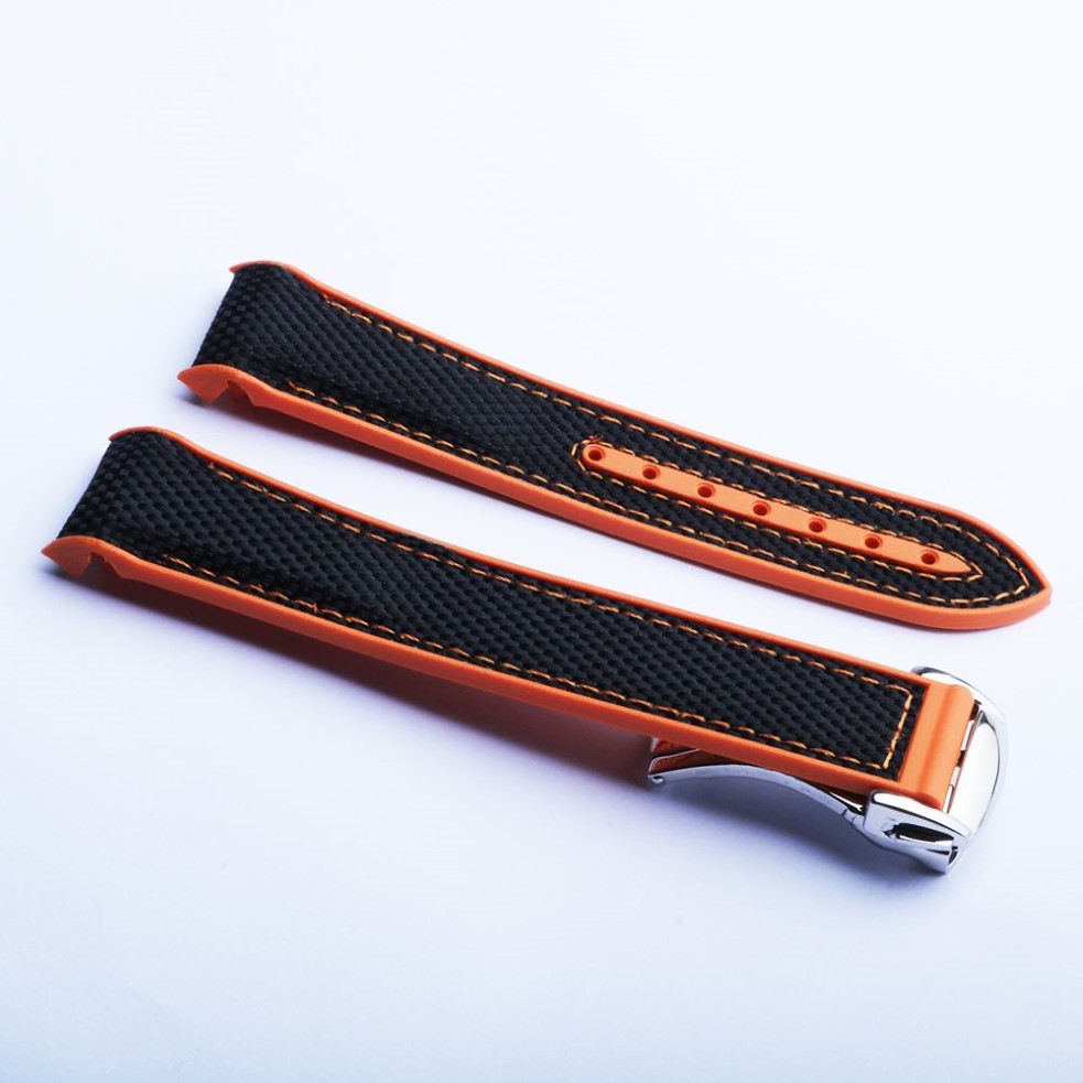 20 21 22mm Black Orange Rubber Watch Band Rand för Omega Seamaster Planet Ocean 300m 600m 43 5mm 600m 45 5mm3051