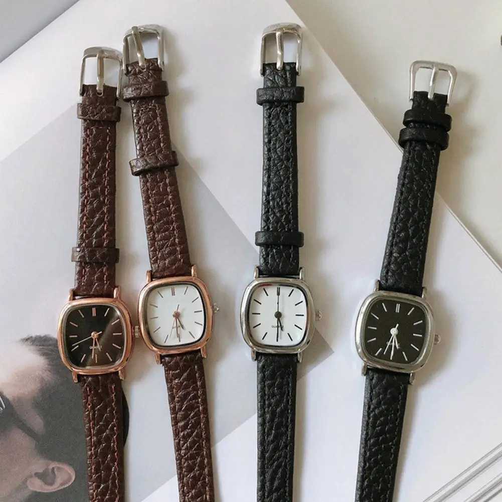 Armbanduhren Damenuhren Vintage Kleines Zifferblatt Uhr PU-Lederband Quarz-Armbanduhr Uhr Männer Frauen Casual Einfache Uhr 24319