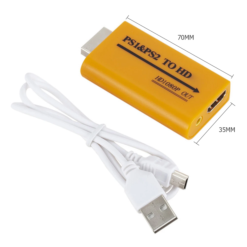 For PS1/PS2 to HD Adapter Converter Up to 1080P Output For Monitor Projector Convert Video/Audio Game Plug and Play