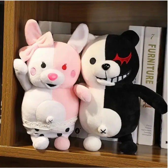 2024 Gros ours noir et blanc en poudre Lapin blanc jouets en peluche jeux pour enfants Playmate activités de l'entreprise cadeau décorations pour la maison