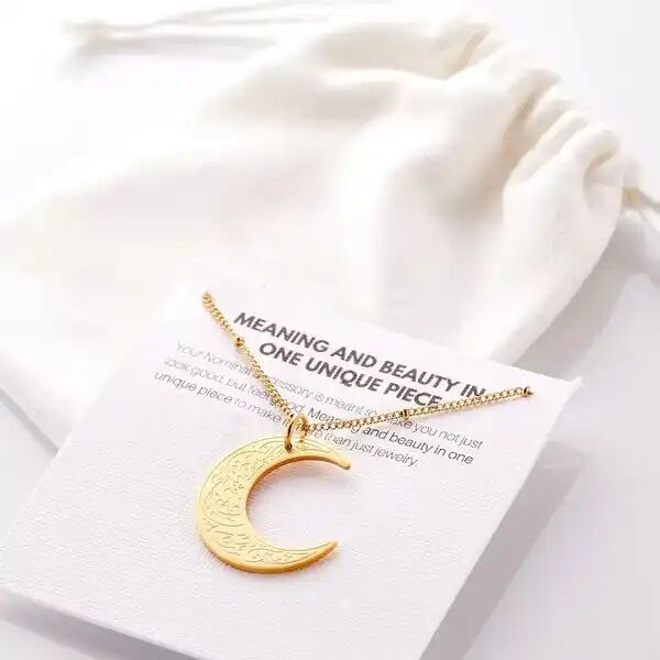 New Fashion Jewelry Tar Free 18k Gold Plated Stainless Steel Arabic Moon Necklace