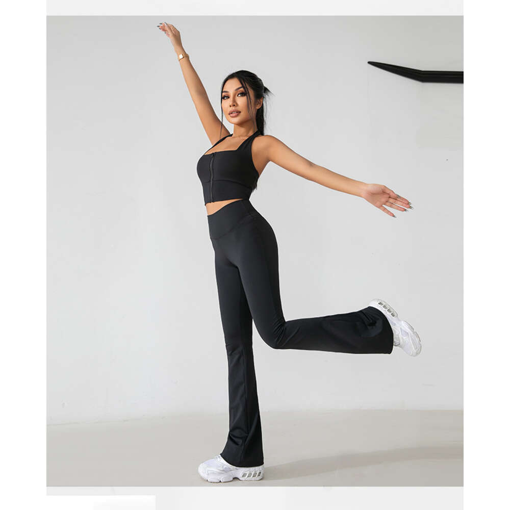 AL0 YOGA GROOVE FLARED PANTS LEGGINGS LLUU 2024 Justera naken Sportsformning Hög midja tätt fitness Löst passande joggar Gymkläder Kvinnor- Gratis frakt