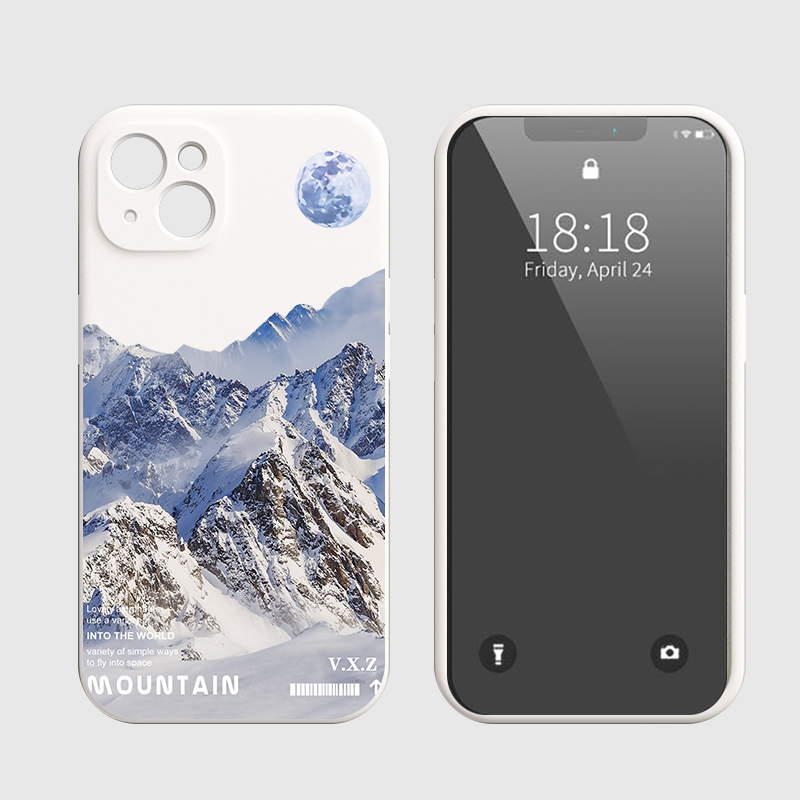 علبة هاتف Snowy Mountain Scenery لـ iPhone 15 14 13 Pro 12 11 Pro XS X XR Max 8 7 SE حالات سيليكون قوية غطاء خلفي ناعم