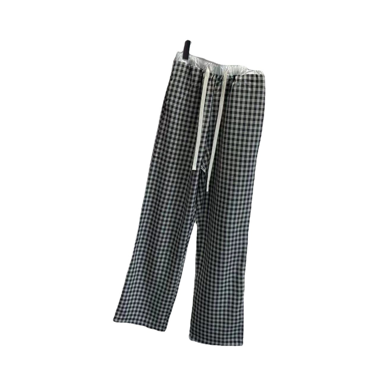 Women's niche plaid wide leg pants with loose drape and floor dragging pants
