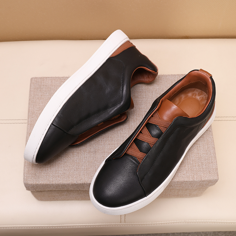 Italian Genuine Leather Men's Shoes New White Casual Shoes Non-Slip Outdoor Comfortable Men Sneaker Sport Tennis Designer Shoes A3