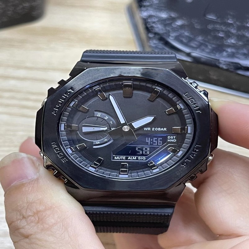 GM Digital Quartz 2100 Unisex Watch Original Shock Watch 전체 기능 LED 분리 가능한 합금 오크 방수 다이얼 267J