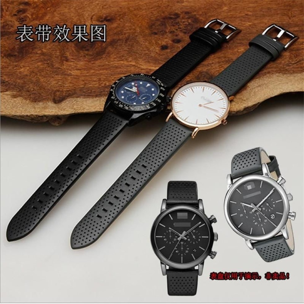 Assista Bandas Durável Pulseira de Couro Genuíno 20mm Preto Cinta Respirável para AR1735 AR1736 AR1737 Fibras de Carbono MENWOMEN Stock1997