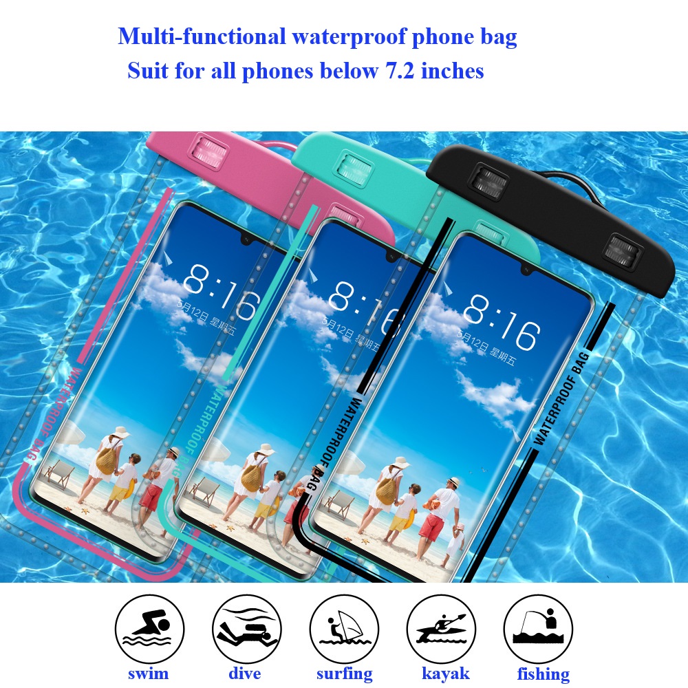 Étui étanche universel pour téléphone portable, étui de protection pour plongée, grand sac étanche transparent pour téléphone portable de natation, 99%