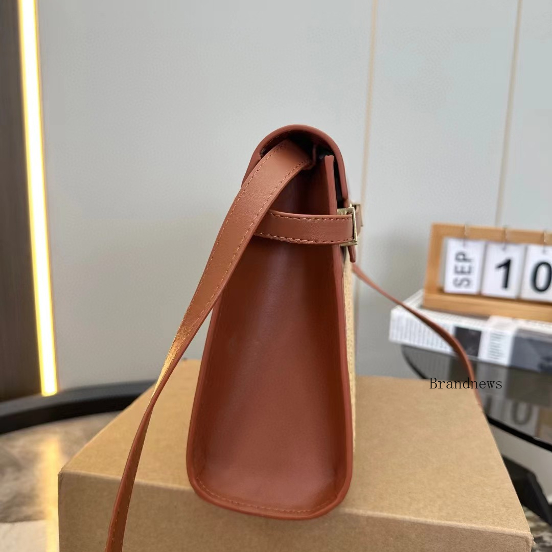 Borsa a tracolla in paglia di design di lusso Borsa a tracolla Manhattan da donna di moda Borse e borsette in pelle marrone nero Borsa a mano da donna Borsa sotto le ascelle di alta qualità 2650