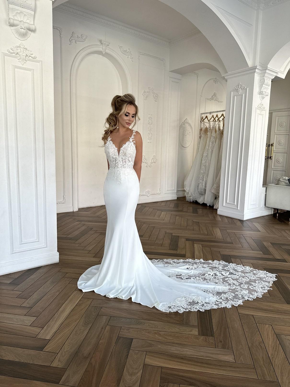 Abito da sposa classico a sirena con scollo a cuore senza spalline applicazioni di perline pizzo aperto sul retro abiti da sposa a tromba Nuovo arrivo