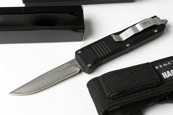 Damascus Steel Blade Mini C07 OTF Auto Knife, Aluminium cynku, aluminium aluminium, na zewnątrz taktyczne samobójcze noża EDC Pocket BM 3300 3400 4600 A017