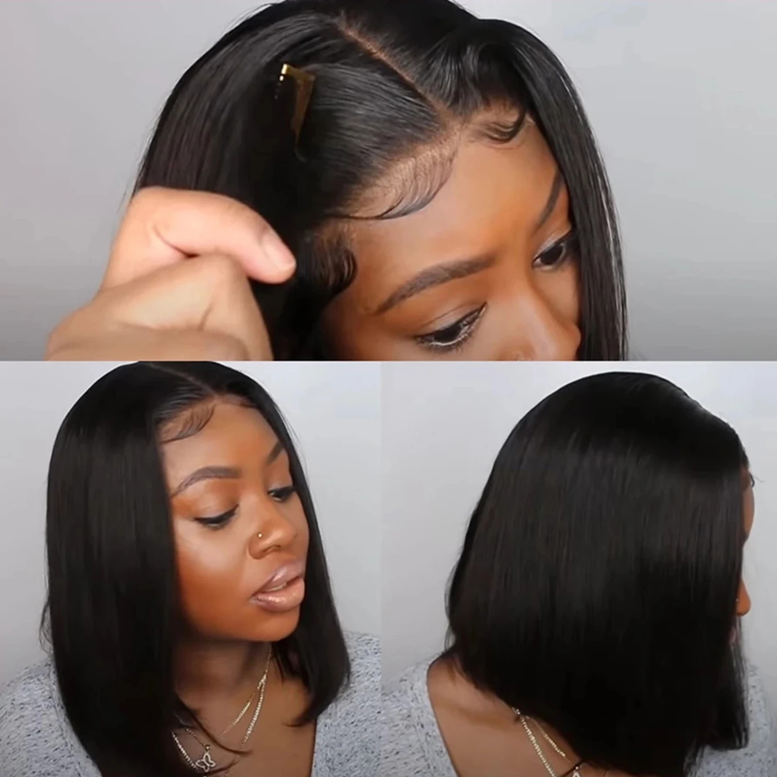 lace front wigs Glueless Wigs Human Hair Pre Cut Short Bob Wig Human Hair Middle Part Lace Closure Wigs Pre Plucked with Baby Hair