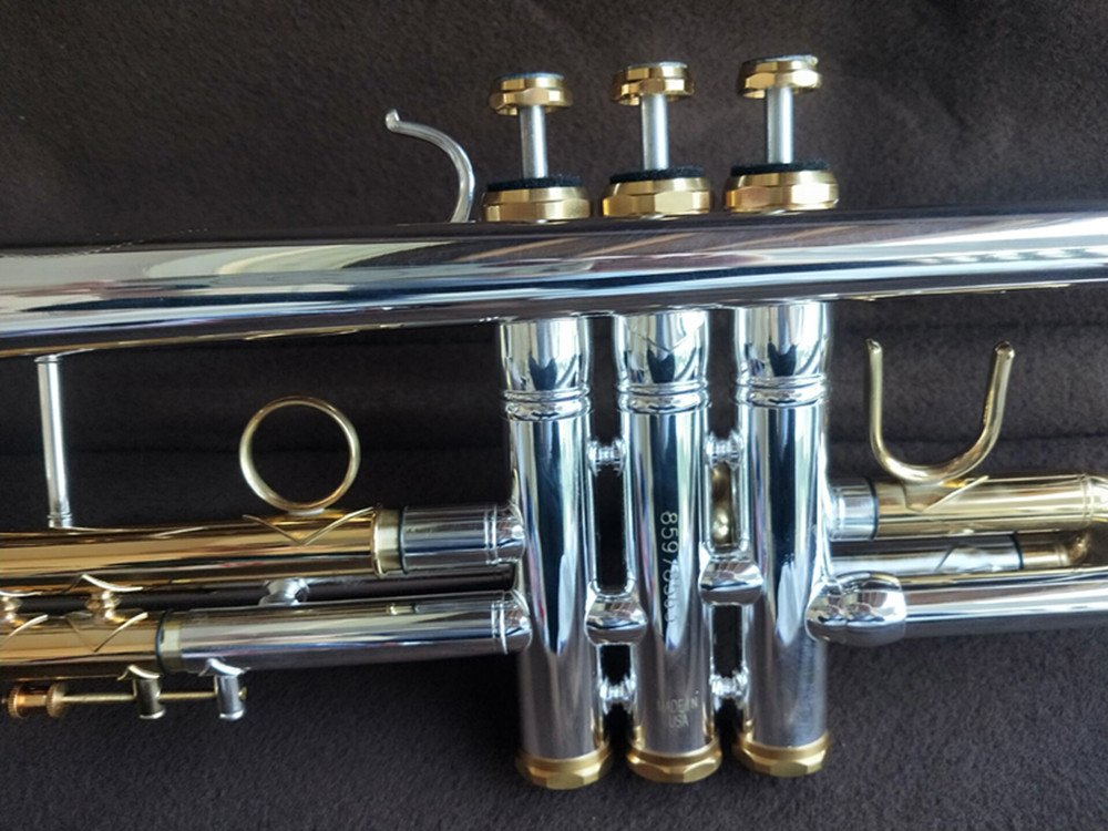 Verkliga bilder Super Trumpet LT180S-72 Musikinstrument Surface Silver Plated Brass BB Trompeta Professional With Case