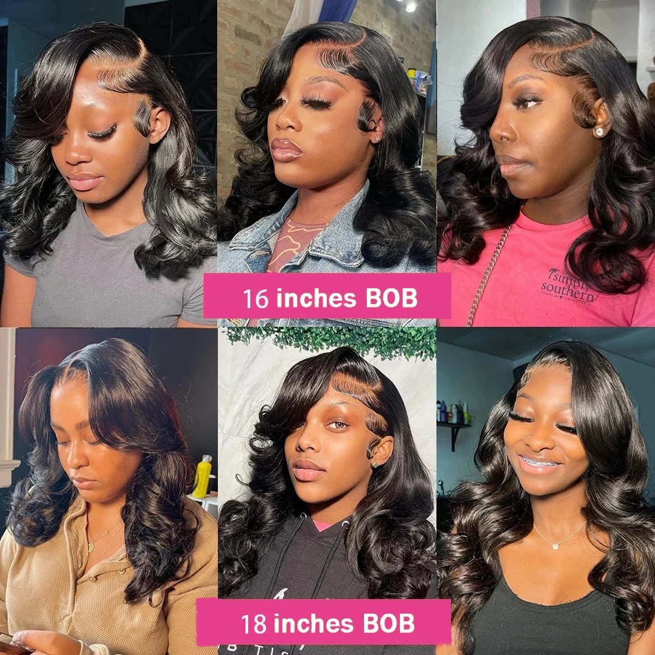 Body Wave Wavy Short Bob Wig 13x4 Lace Front Human Hair Brazilian HD Lace Frontal Wigs Water Wave Remy 100% Human Hair on Sale